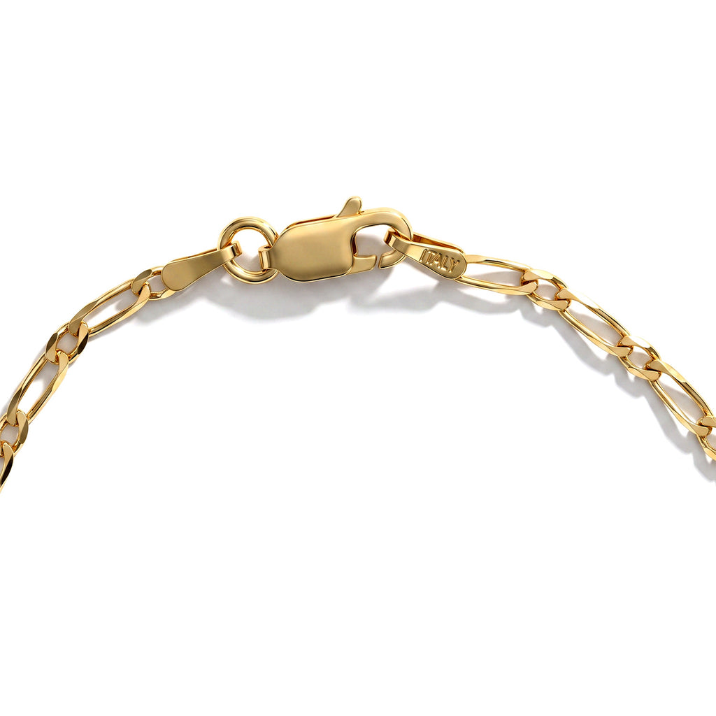 Yellow Gold Plated Sterling Silver Flat Figaro Bracelet (Size - 7.5) with Lobster Clasp_8564325_3