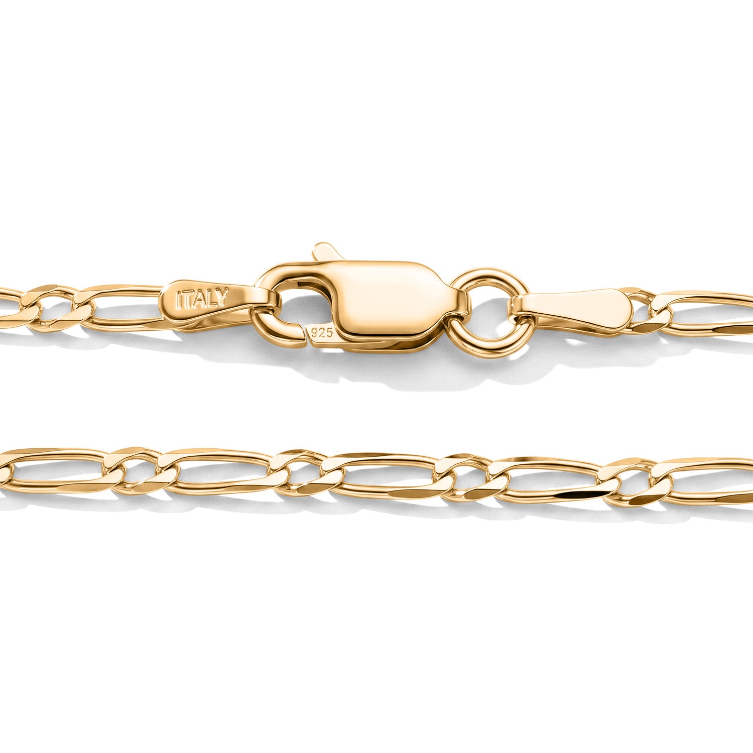 Yellow Gold Plated Sterling Silver Flat Figaro Bracelet (Size - 7.5) with Lobster Clasp V32516459 5