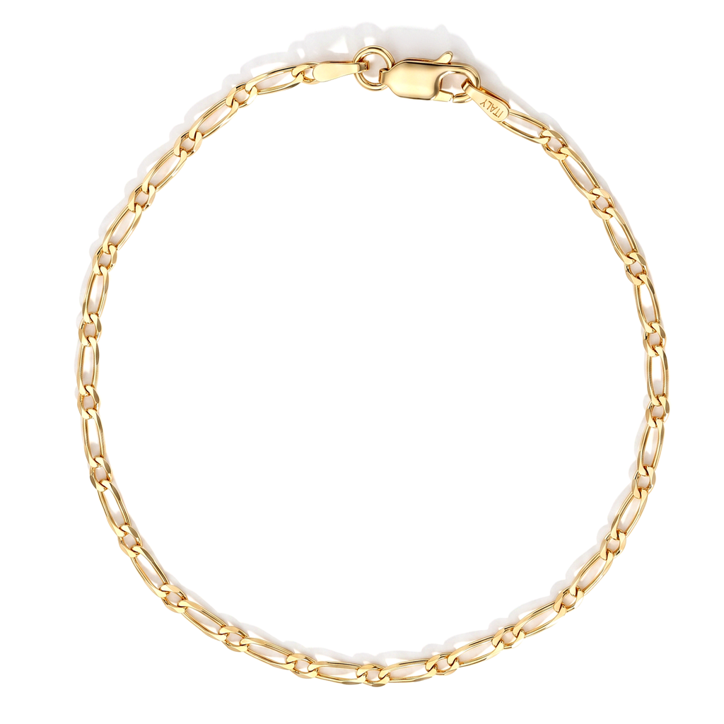 Italian Made-Yellow Gold Plated Sterling Silver Figaro Necklace (Size - 22) with Lobster Clasp_8564327