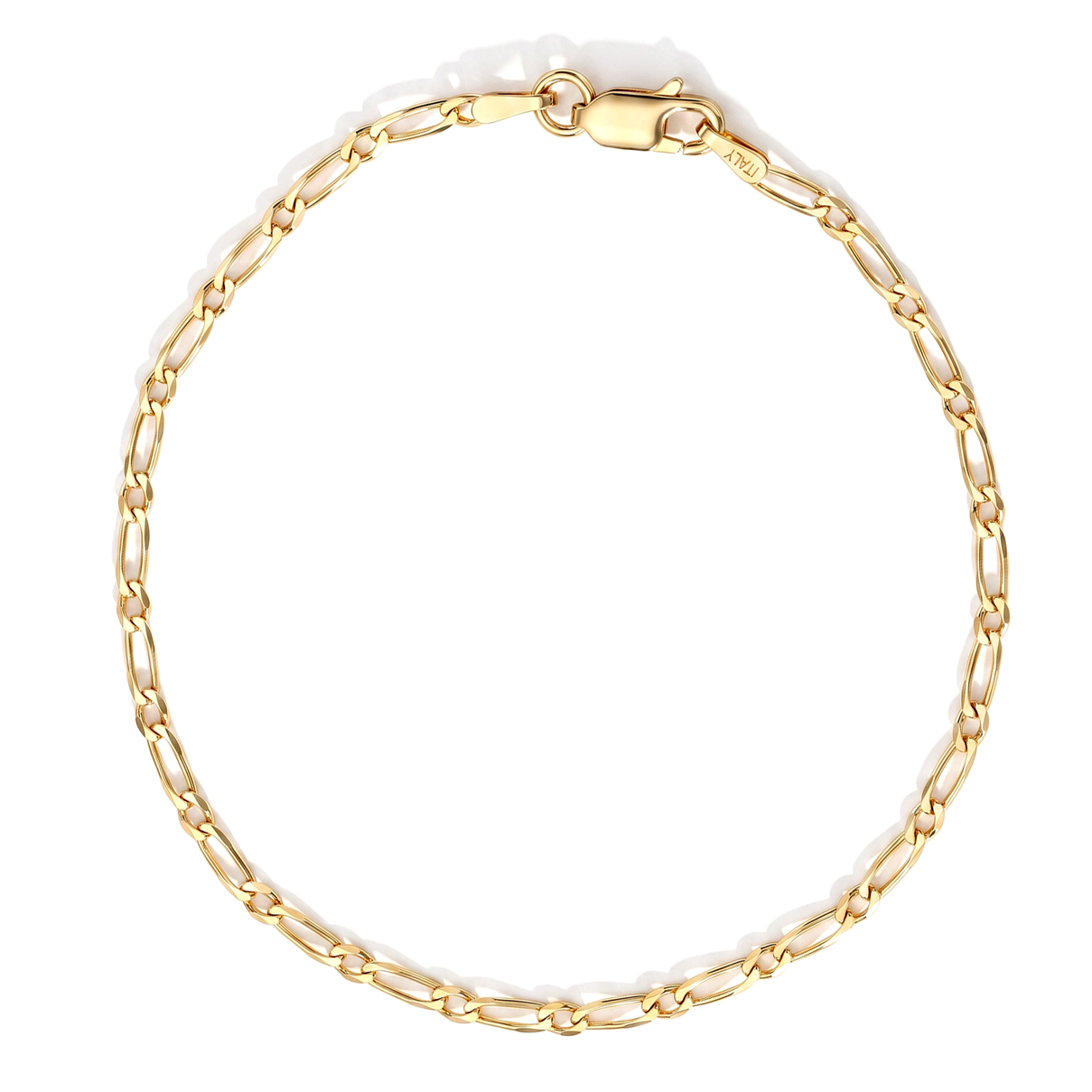 Italian Made-Yellow Gold Plated Sterling Silver Figaro Necklace (Size - 22) with Lobster Clasp 8564327 0