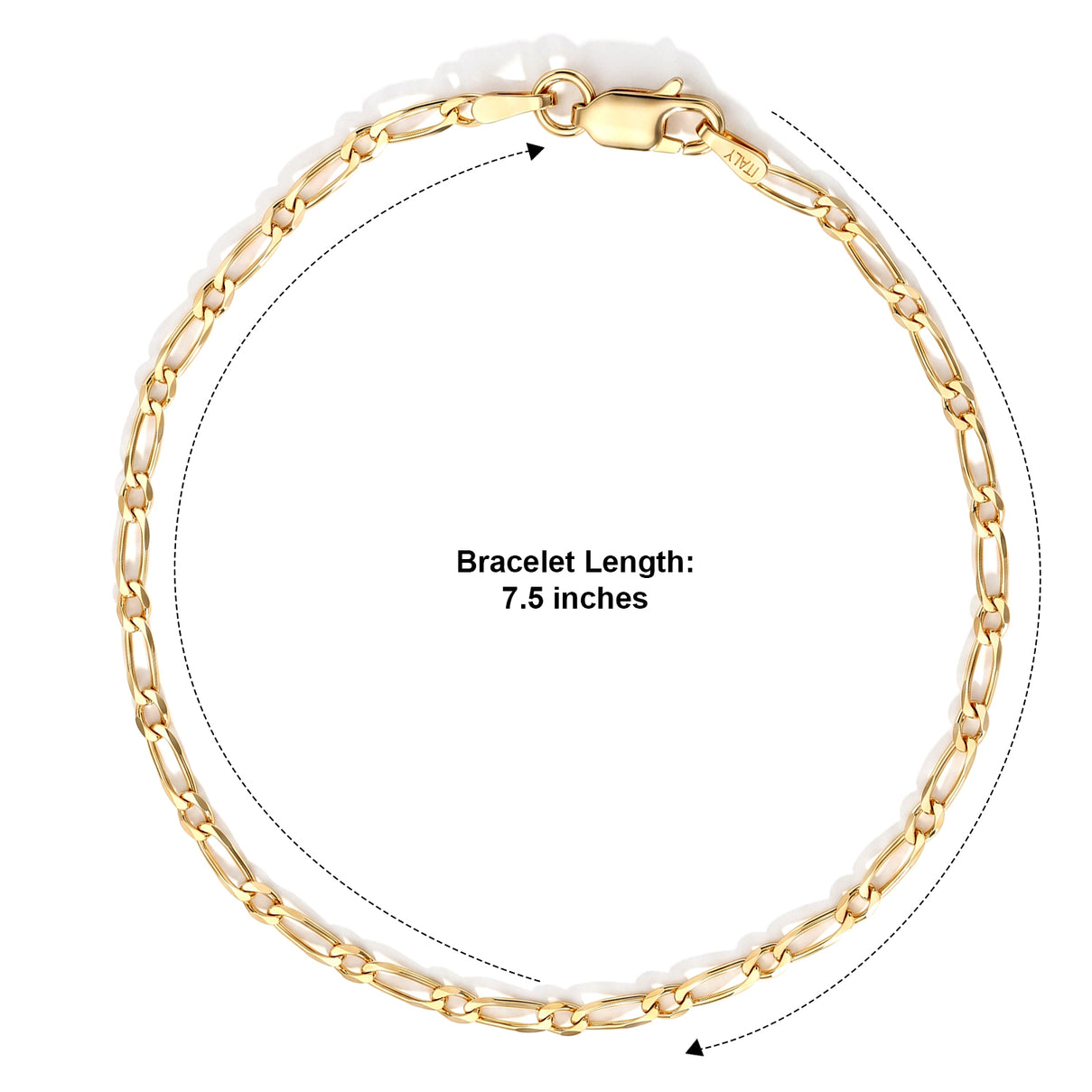 Italian Made-Yellow Gold Plated Sterling Silver Figaro Necklace (Size - 22) with Lobster Clasp 8564327 3