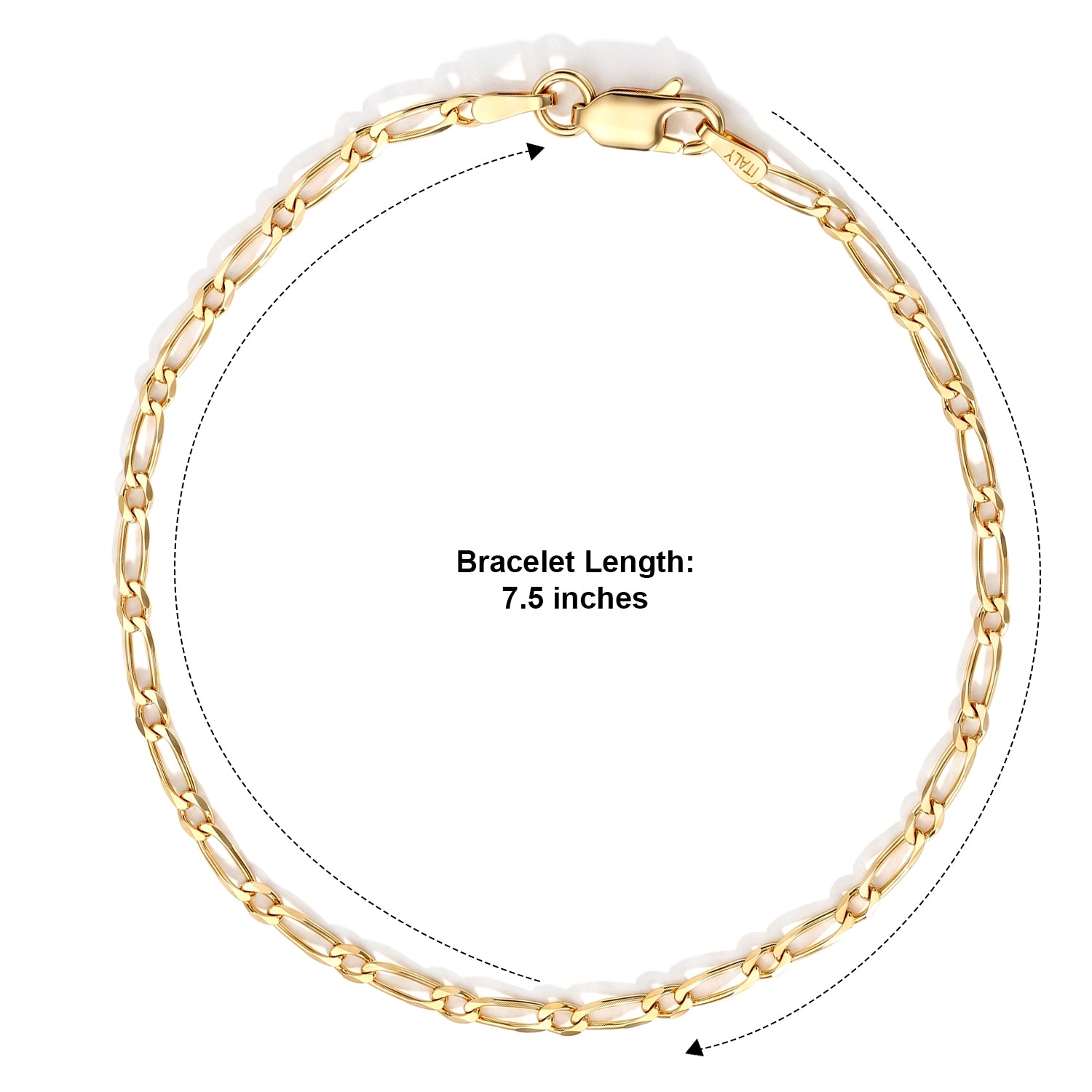 Italian Made-Yellow Gold Plated Sterling Silver Figaro Necklace (Size - 22) with Lobster Clasp 8564327 3