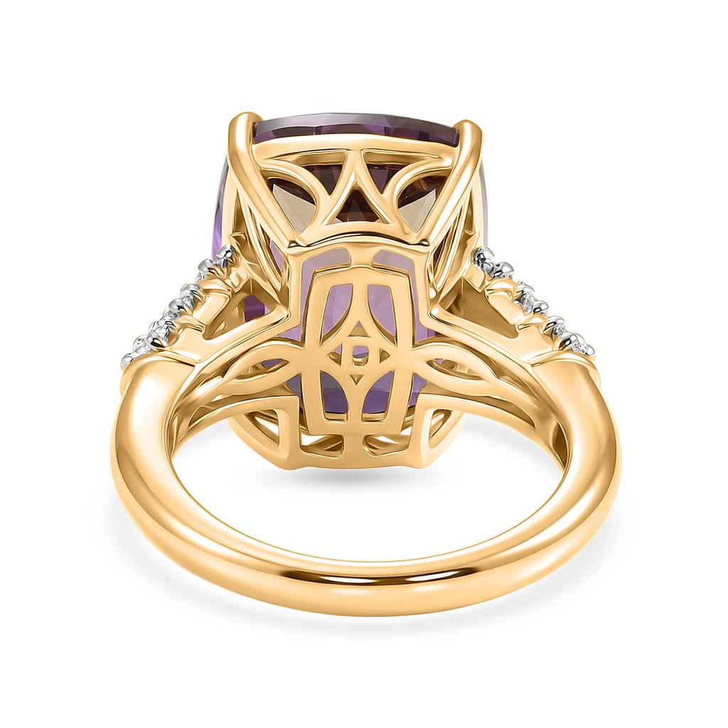 D'Joy Ametrine, Moissanite Main Stone With Side Stone Ring in 18K YG VermeilSterling Silver, Silver Wt.5.06 Gms  10.320  Ct._8564344_4