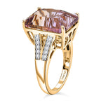 D'Joy Ametrine, Moissanite Main Stone With Side Stone Ring in 18K YG VermeilSterling Silver, Silver Wt.5.24 Gms  11.260  Ct._8564351_3