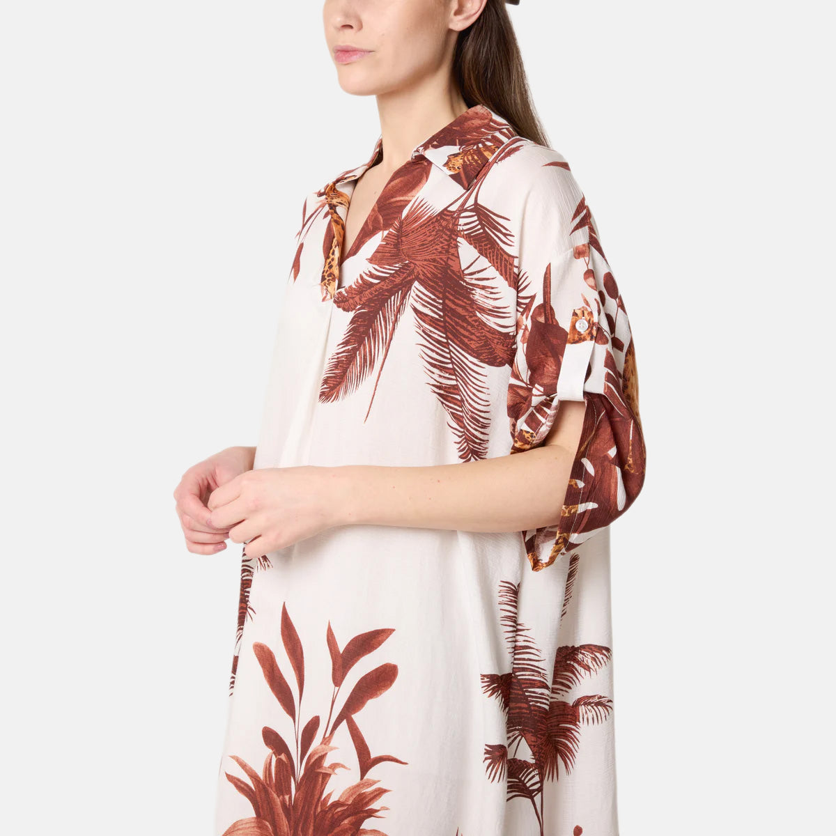 Chilli Charm Jungle Inspired Border Print Dress (One Size) - Coffee &amp; White 8564397 2