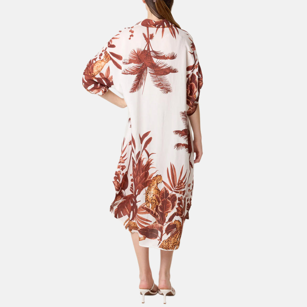 Chilli Charm Jungle Inspired Border Print Dress (One Size) - Coffee & White_8564397_3