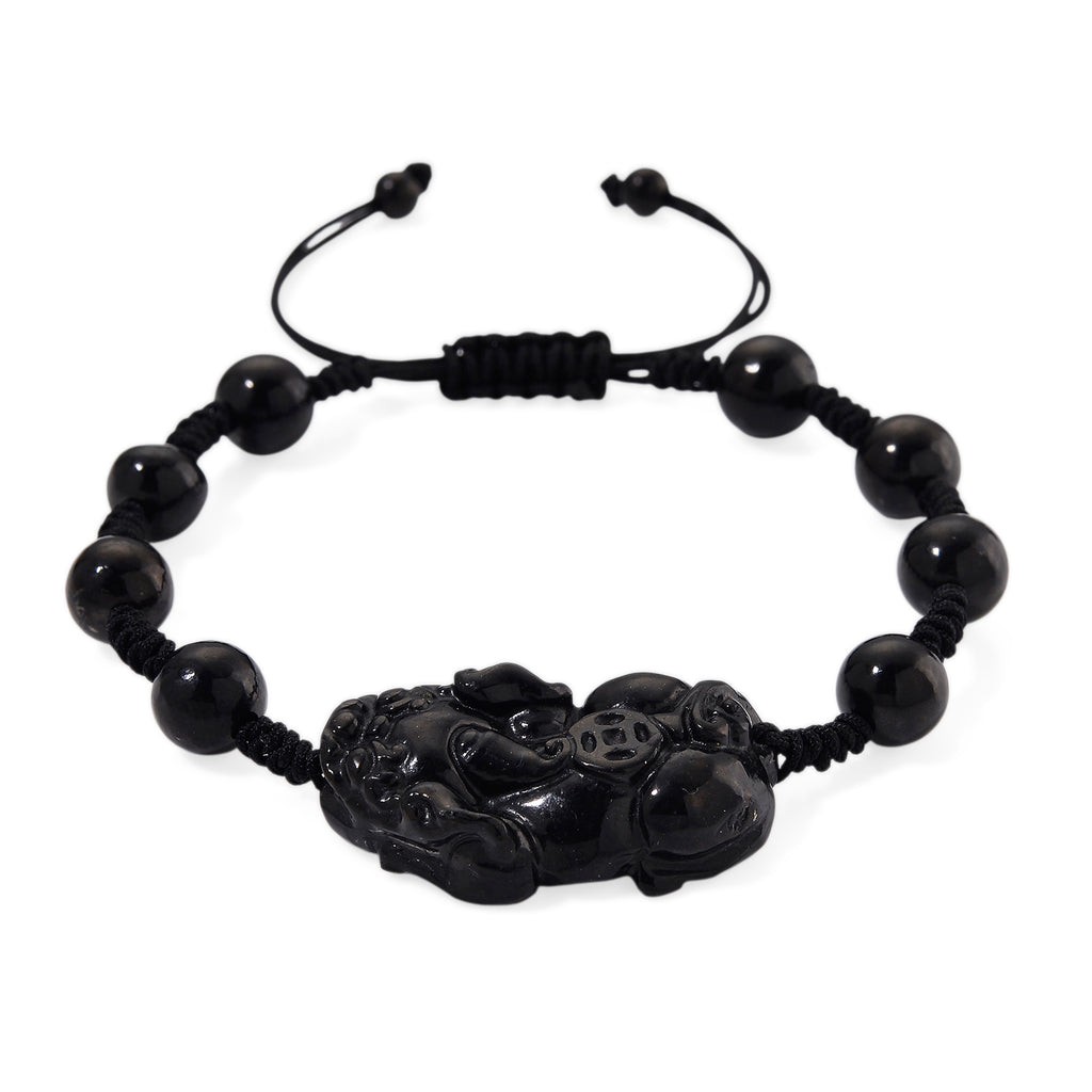 Natural Shungite Adjustable Pixiu Bracelet (Size - 6.5 to 9) 60.00 Ct._8564773