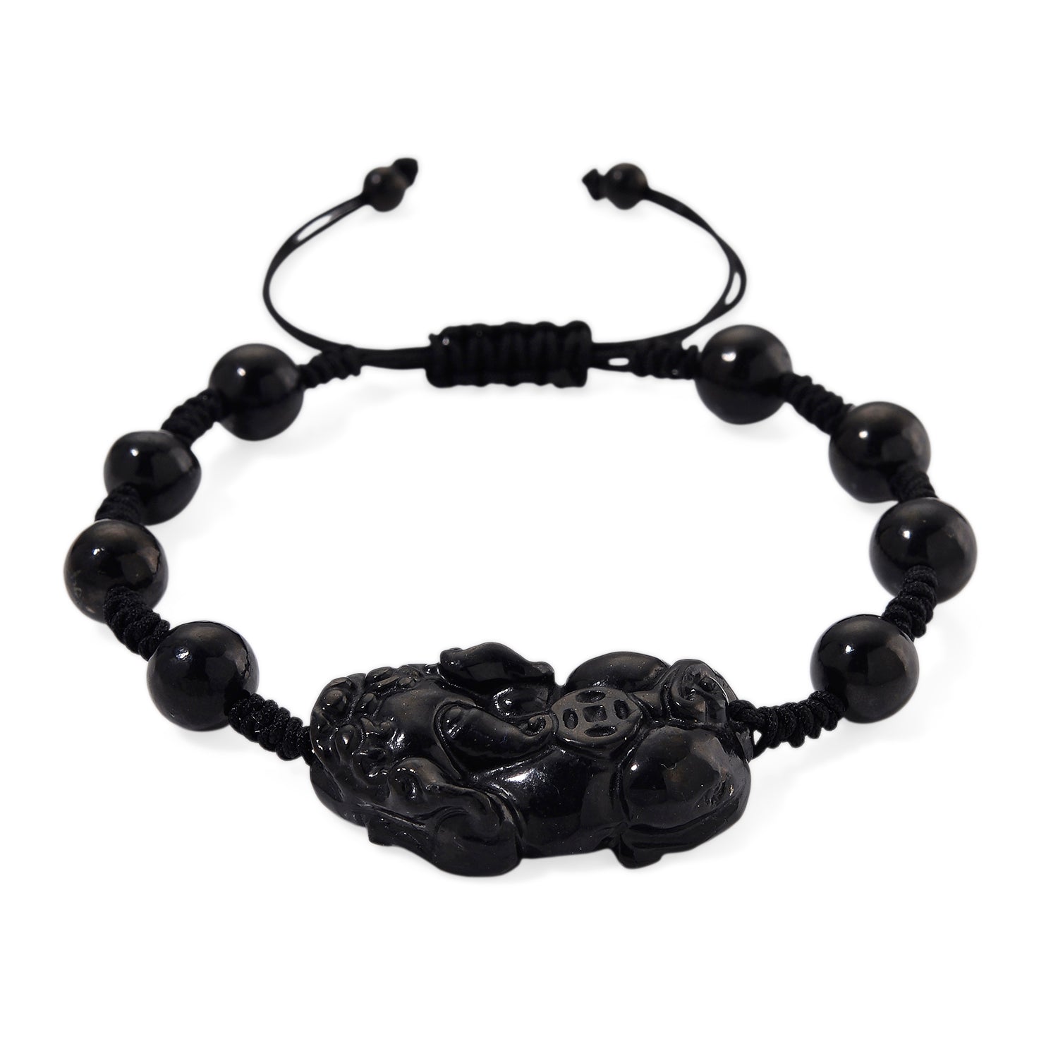 Natural Shungite Adjustable Pixiu Bracelet (Size - 6.5 to 9) 60.00 Ct. 8564773 0