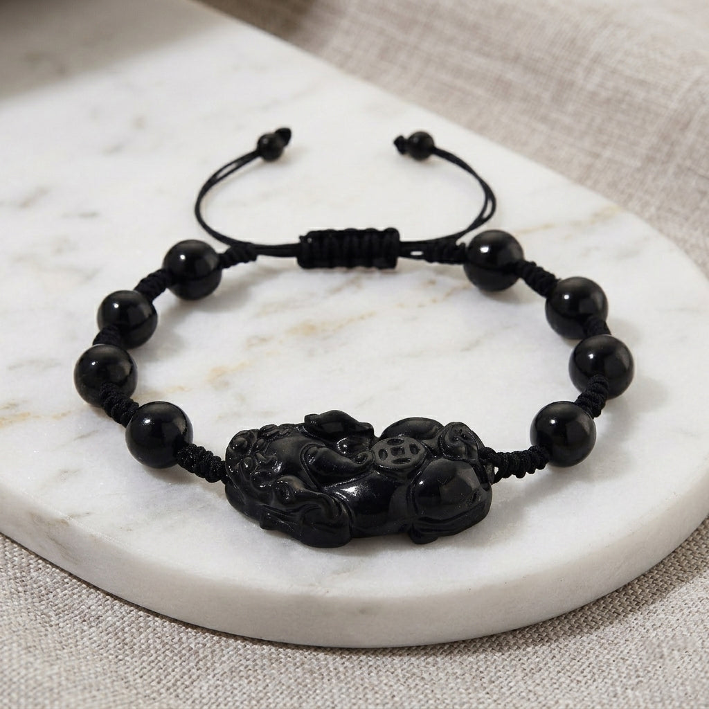 Natural Shungite Adjustable Pixiu Bracelet (Size - 6.5 to 9) 60.00 Ct._8564773_2