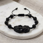 Natural Shungite Adjustable Pixiu Bracelet (Size - 6.5 to 9) 60.00 Ct._8564773_2