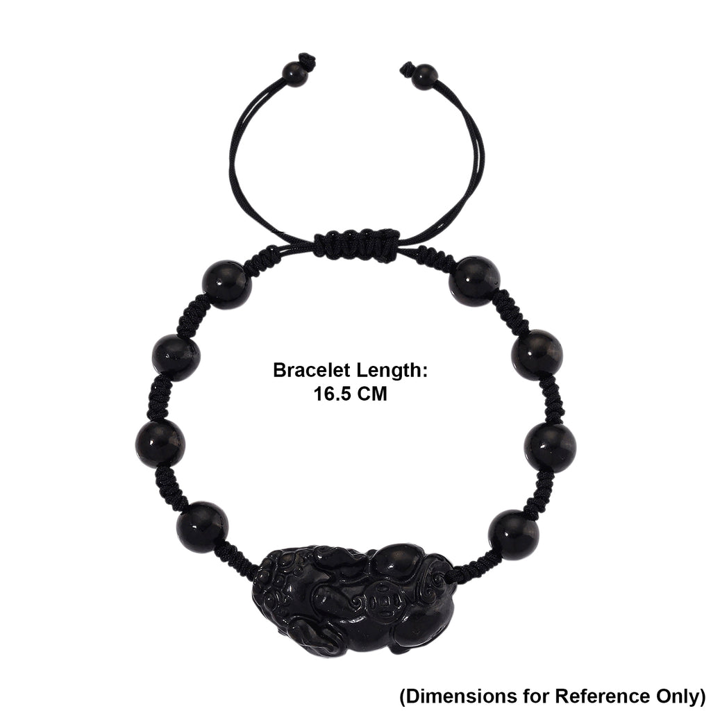 Natural Shungite Adjustable Pixiu Bracelet (Size - 6.5 to 9) 60.00 Ct._8564773_7