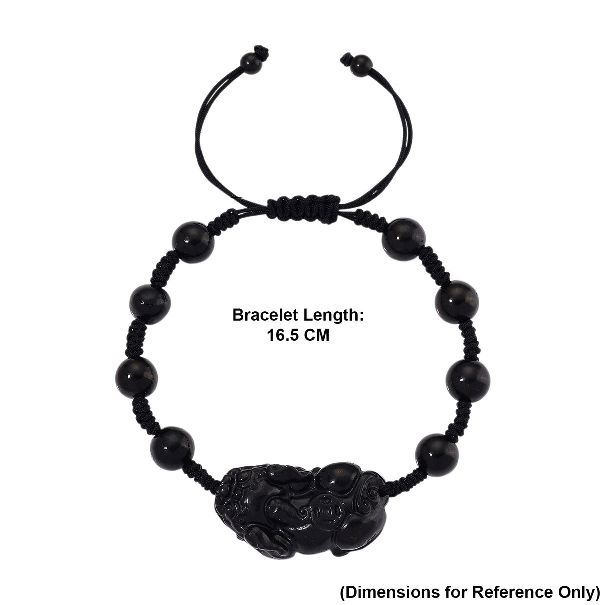 Natural Shungite Adjustable Pixiu Bracelet (Size - 6.5 to 9) 60.00 Ct. 8564773 8