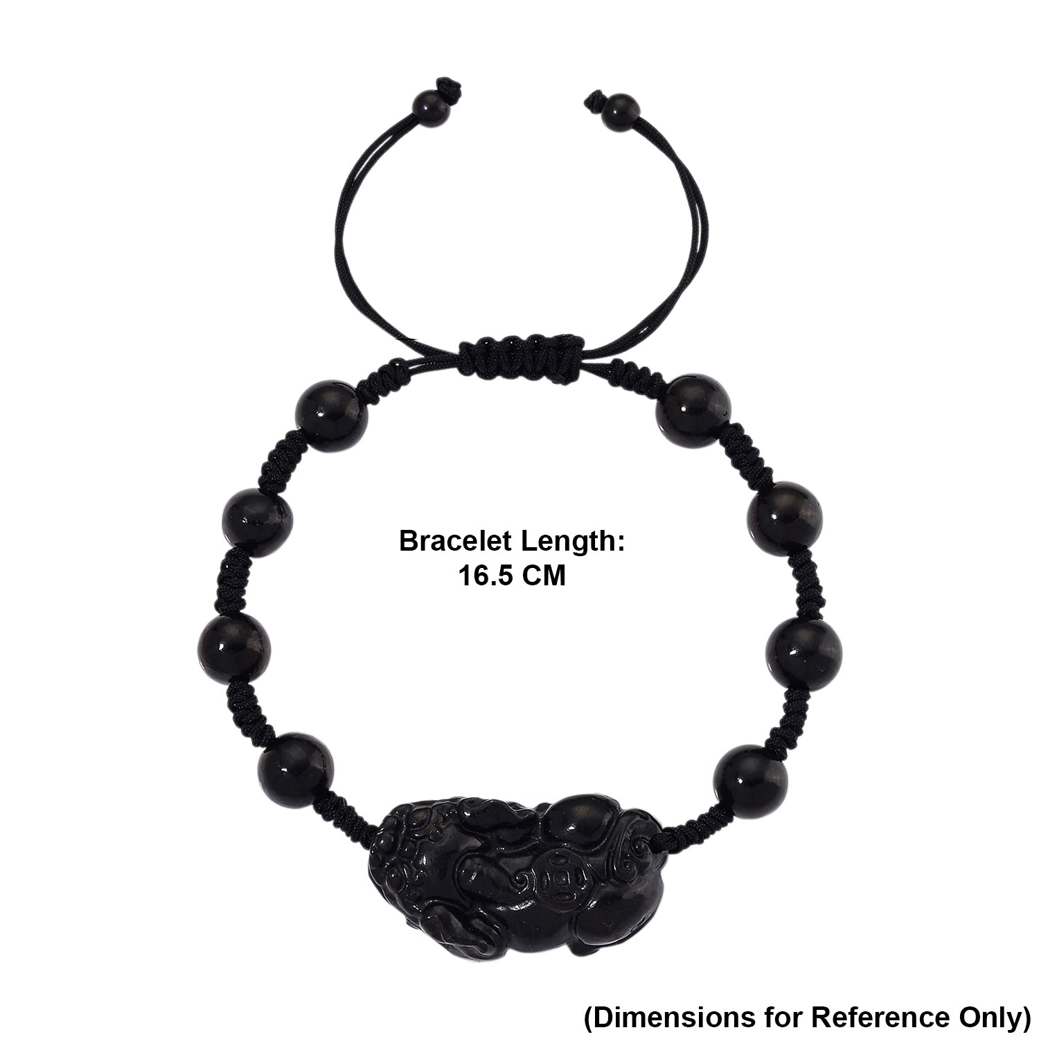 Natural Shungite Adjustable Pixiu Bracelet (Size - 6.5 to 9) 60.00 Ct. 8564773 8