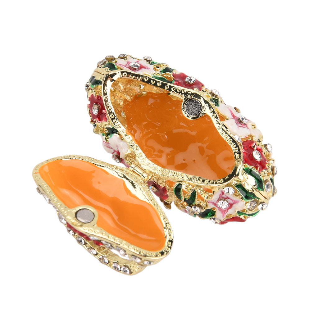 LIVMORE Rhinestones Enamelled Tote Bag Shaped Trinket Jewellery Box - Red & Gold_8564795_4