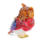 LIVMORE Rhinestones Enamelled Owl Shaped Trinket Jewellery Box - Red & Multi-colour_8564796_3