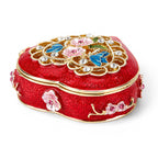 LIVMORE Floral Design Multi-colour Rhinestones Enamelled Heart Shaped Trinket Jewellery Box - Red, Pink & Gold_8564798_2