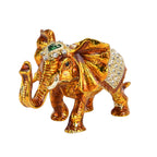 LIVMORE Silver & Multi-colour Rhinestones Enamelled Elephant Shaped Trinket Jewellery Box - Gold_8564875