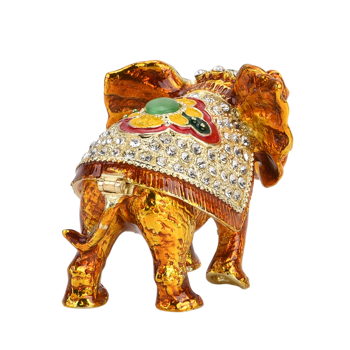 LIVMORE Silver &amp; Multi-colour Rhinestones Enamelled Elephant Shaped Trinket Jewellery Box - Gold V32637544 4