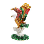 LIVMORE Silver & Multi-colour Rhinestones Enamelled Eagle Shaped Trinket Jewellery Box - Gold_8564876