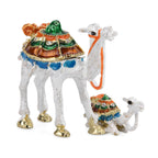 LIVMORE Silver & Multi-colour Rhinestones Enamelled Camel Shaped Trinket Jewellery Box - White & Green_8564910_5