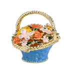 LIVMORE Silver & Multi-colour Rhinestones Enamelled Flower Basket Shaped Trinket Jewellery Box - Blue_8564912_2