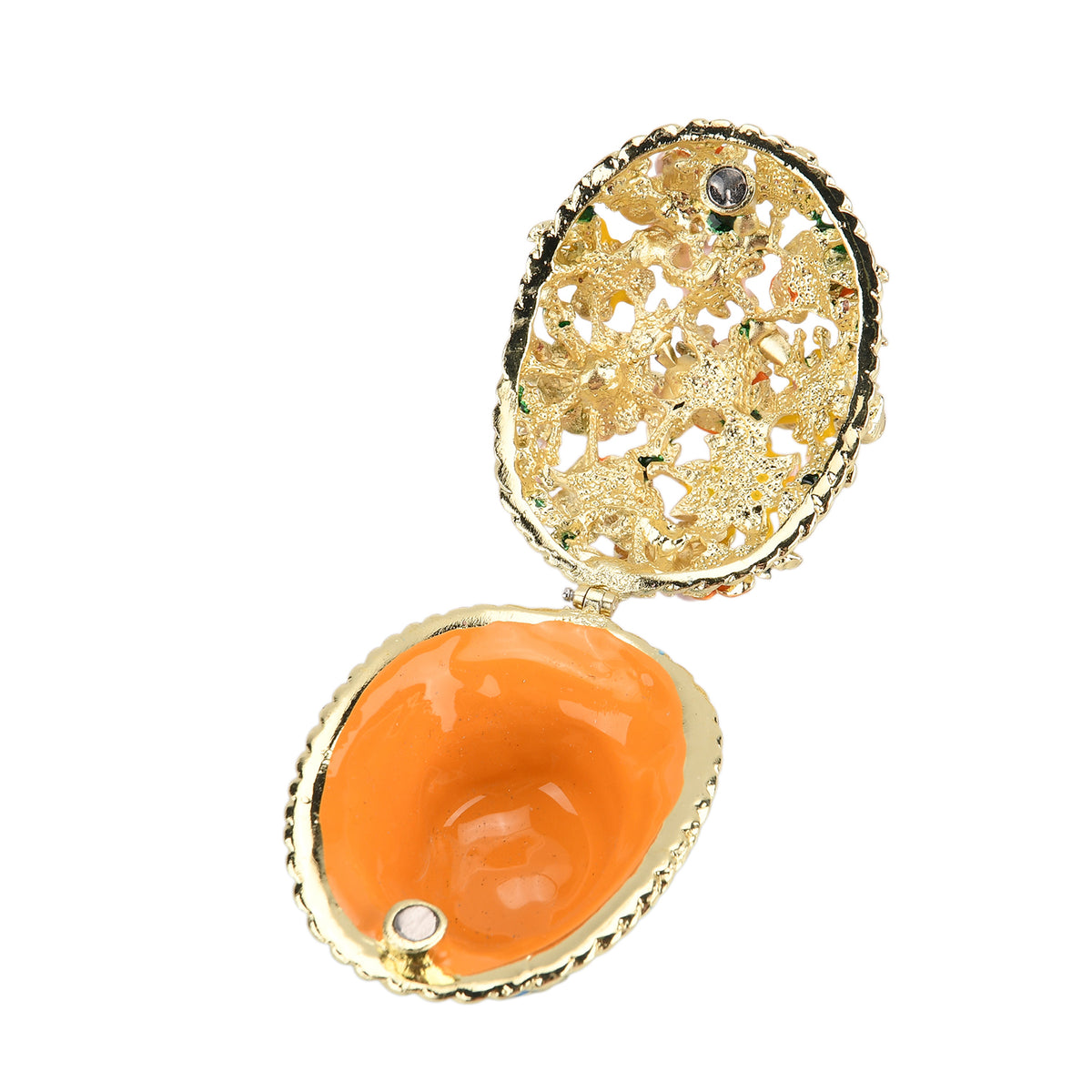 LIVMORE Silver &amp; Multi-colour Rhinestones Enamelled Flower Basket Shaped Trinket Jewellery Box - Blue V32637054 5