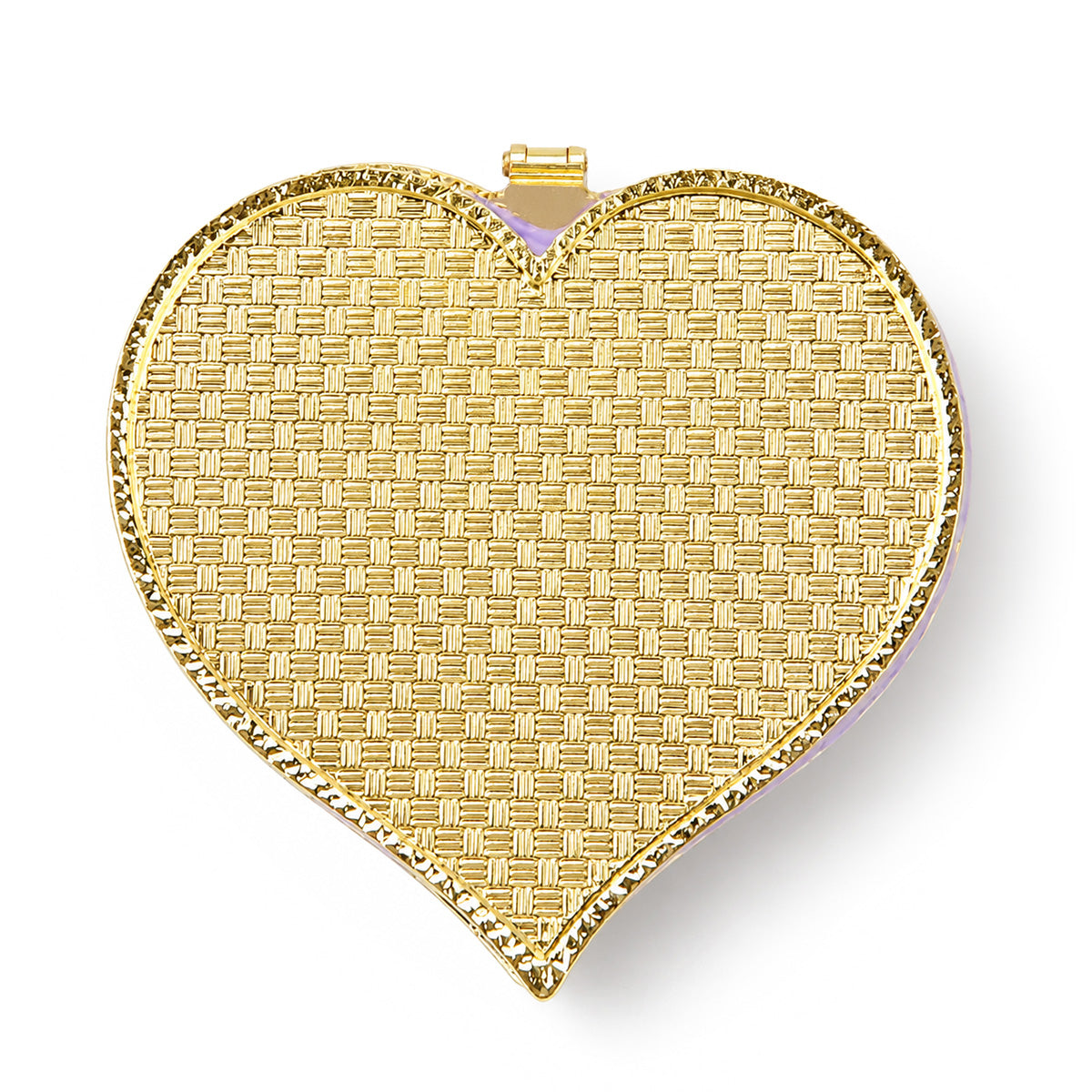 LIVMORE Gold Rhinestones Enamelled Heart Design Trinket Jewellery Box - White &amp; Purple V32637609 6