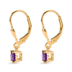 Royal Bali Collection - D'Joy African Amethyst Solitaire Stud Earring with Lever Back in 18K Vermeil Yellow Gold Plated Sterling Silver 1.00 Ct._8565032_3