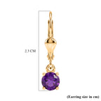 Royal Bali Collection - D'Joy African Amethyst Solitaire Stud Earring with Lever Back in 18K Vermeil Yellow Gold Plated Sterling Silver 1.00 Ct._8565032_5