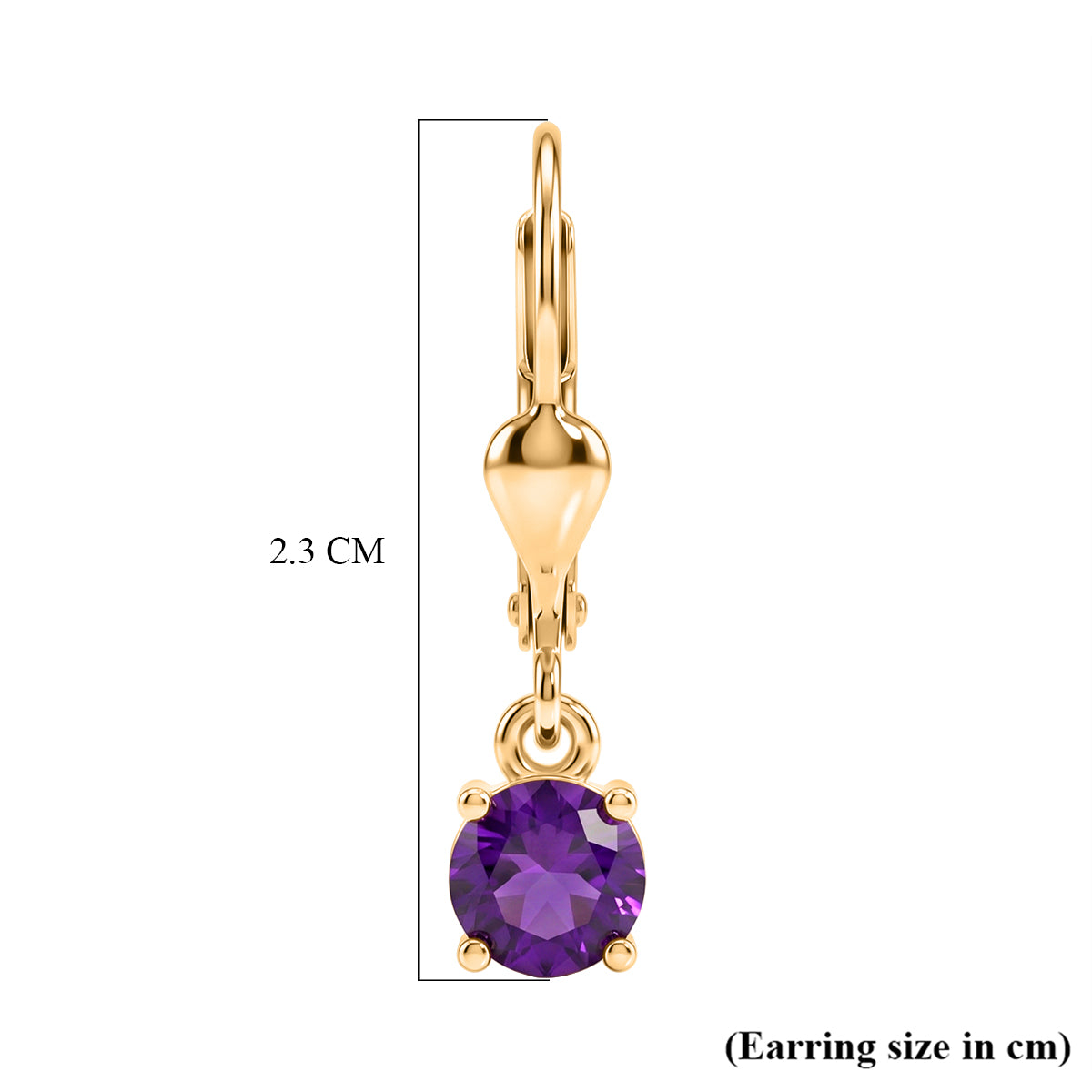 D'Joy African Amethyst Solitaire Stud Earring with Lever Back in 18K Vermeil Yellow Gold Plated Sterling Silver 1.00 Ct. 8565032 6