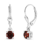 Royal Bali Collection - D'Joy Red Garnet Solitaire Stud Earring with Lever Back in Rhodium Overlay Sterling Silver 1.33 Ct._8565043