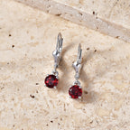 Royal Bali Collection - D'Joy Red Garnet Solitaire Stud Earring with Lever Back in Rhodium Overlay Sterling Silver 1.33 Ct._8565043_2