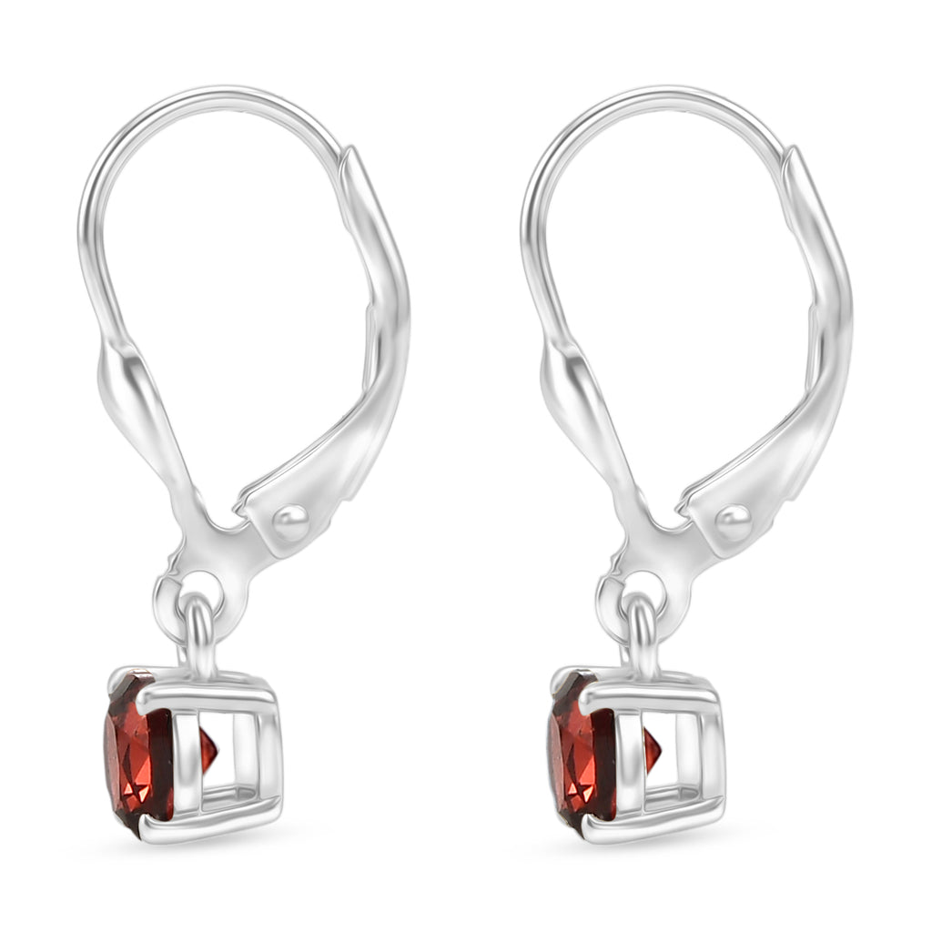 Royal Bali Collection - D'Joy Red Garnet Solitaire Stud Earring with Lever Back in Rhodium Overlay Sterling Silver 1.33 Ct._8565043_3