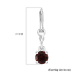 Royal Bali Collection - D'Joy Red Garnet Solitaire Stud Earring with Lever Back in Rhodium Overlay Sterling Silver 1.33 Ct._8565043_4