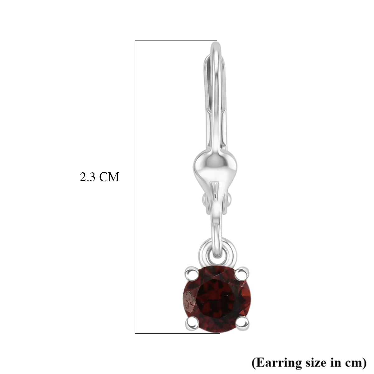 D'Joy Red Garnet Solitaire Stud Earring with Lever Back in Rhodium Overlay Sterling Silver 1.33 Ct. 8565043 5
