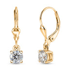 Royal Bali Collection - D'Joy Moissanite Solitaire Stud Earring with Lever Back in 18K Vermeil Yellow Gold Plated Sterling Silver_8565046