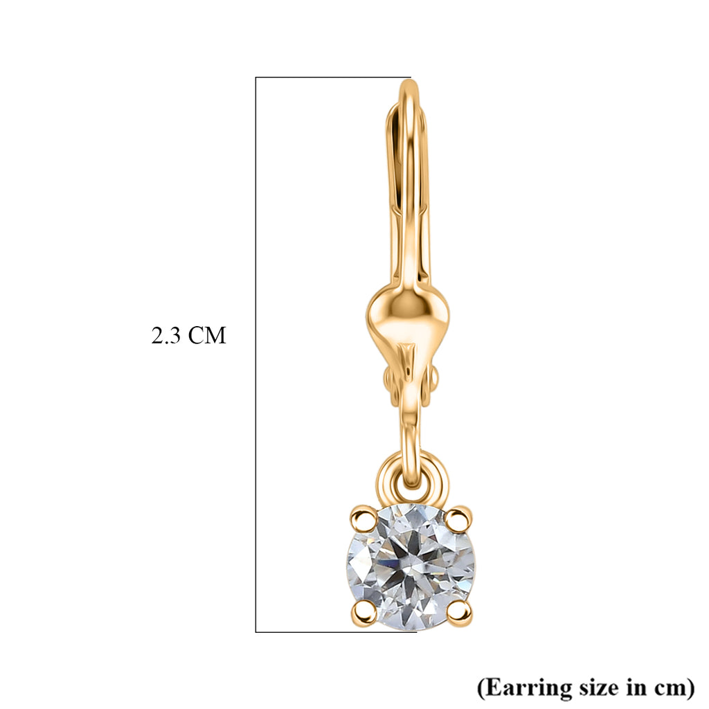 Royal Bali Collection - D'Joy Moissanite Solitaire Stud Earring with Lever Back in 18K Vermeil Yellow Gold Plated Sterling Silver_8565046_4