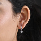 Royal Bali Collection - D'Joy Moissanite Solitaire Stud Earring with Lever Back in Rhodium Overlay Sterling Silver_8565047_1