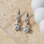 Royal Bali Collection - D'Joy Moissanite Solitaire Stud Earring with Lever Back in Rhodium Overlay Sterling Silver_8565047_2