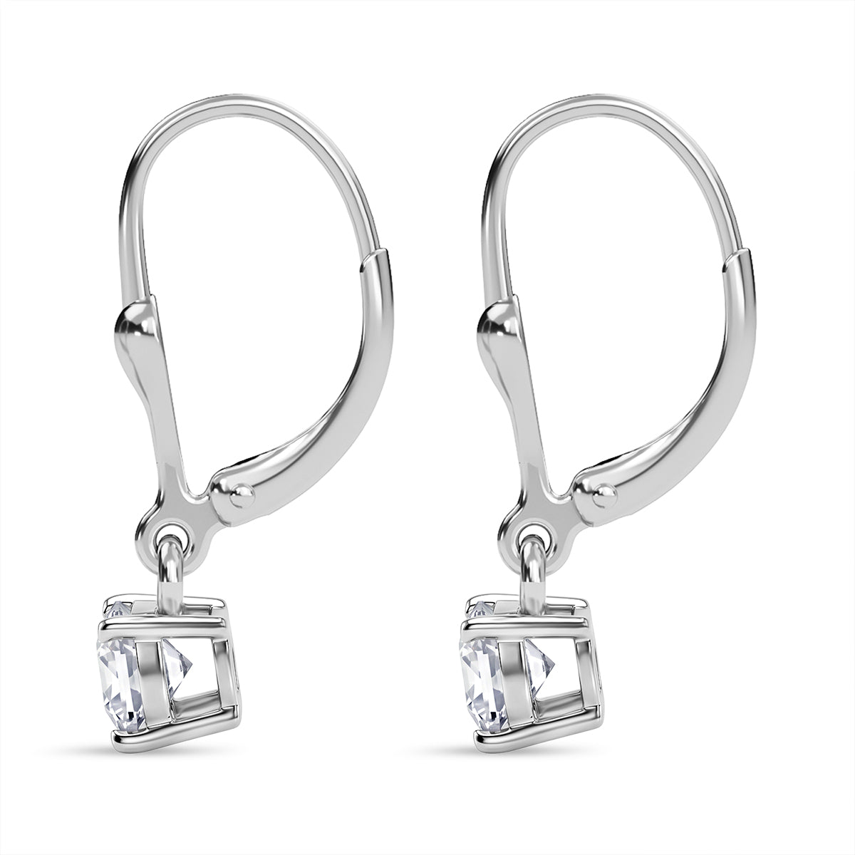 D'Joy Moissanite Solitaire Stud Earring with Lever Back in Rhodium Overlay Sterling Silver 8565047 4