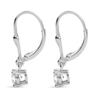 Royal Bali Collection - D'Joy Moissanite Solitaire Stud Earring with Lever Back in Rhodium Overlay Sterling Silver_8565047_3