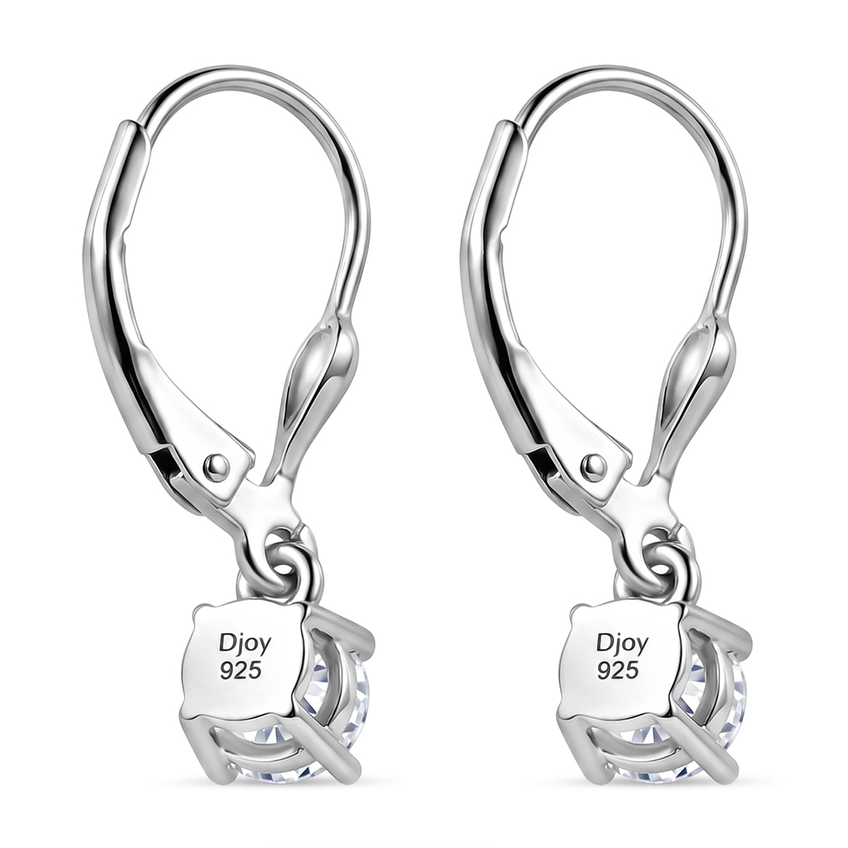 D'Joy Moissanite Solitaire Stud Earring with Lever Back in Rhodium Overlay Sterling Silver 8565047 5