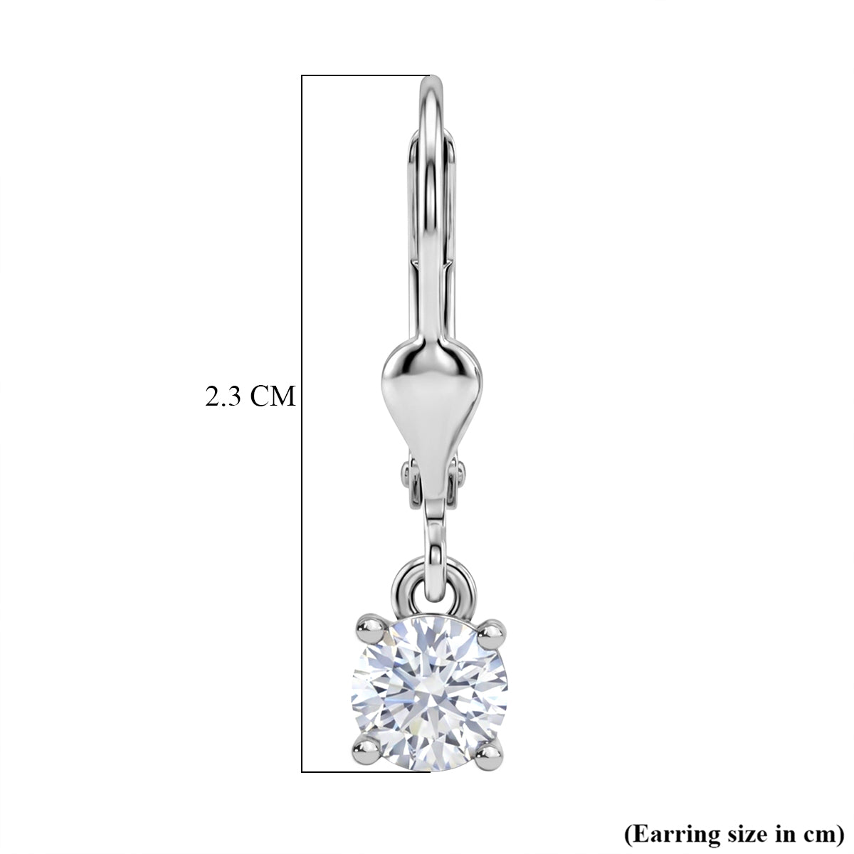 D'Joy Moissanite Solitaire Stud Earring with Lever Back in Rhodium Overlay Sterling Silver 8565047 6
