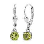 Royal Bali Collection - D'Joy Peridot Solitaire Stud Earring with Lever Back in Rhodium Overlay Sterling Silver 1.00 Ct._8565051
