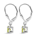 Royal Bali Collection - D'Joy Peridot Solitaire Stud Earring with Lever Back in Rhodium Overlay Sterling Silver 1.00 Ct._8565051_3