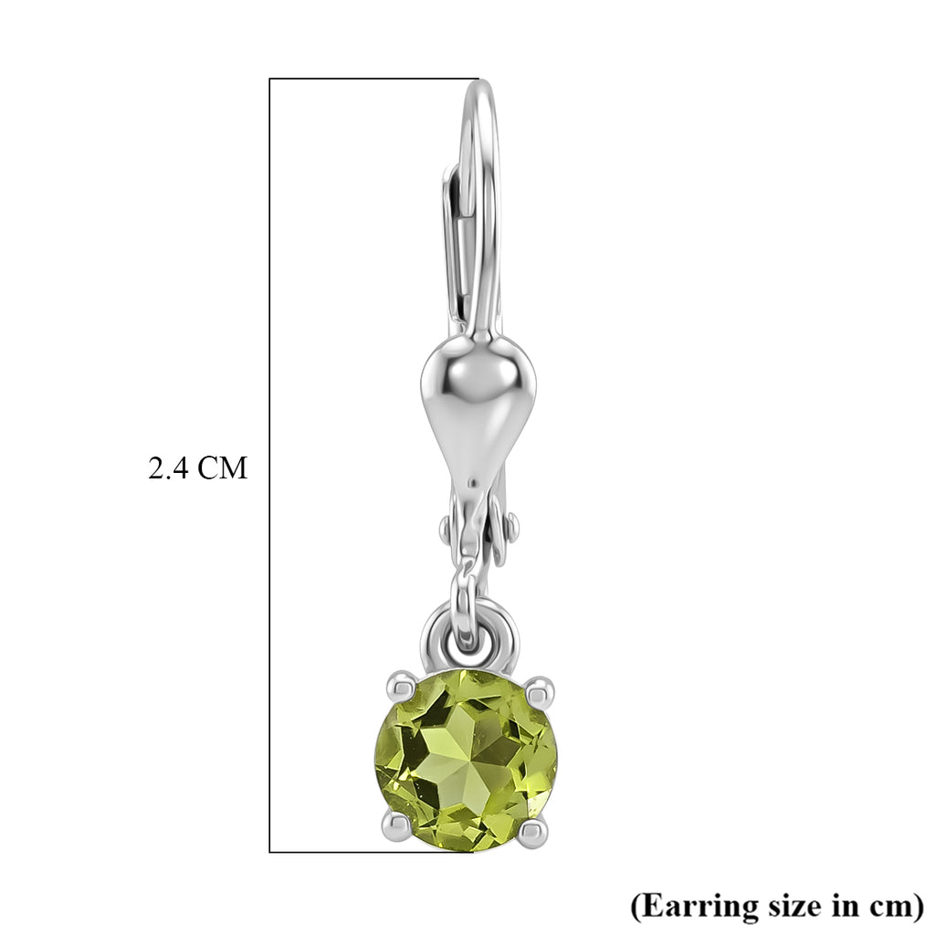 Royal Bali Collection - D'Joy Peridot Solitaire Stud Earring with Lever Back in Rhodium Overlay Sterling Silver 1.00 Ct._8565051_5