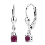 Royal Bali Collection - D'Joy African Ruby Solitaire Stud Earring with Lever Back in Rhodium Overlay Sterling Silver 1.50 Ct._8565053