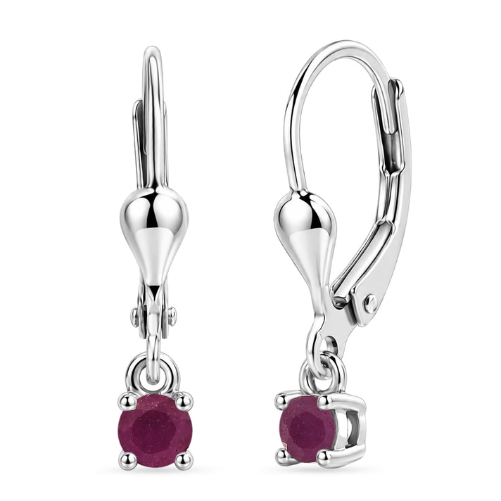 Royal Bali Collection - D'Joy African Ruby Solitaire Stud Earring with Lever Back in Rhodium Overlay Sterling Silver 1.50 Ct. 8565053 1