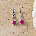 Royal Bali Collection - D'Joy African Ruby Solitaire Stud Earring with Lever Back in Rhodium Overlay Sterling Silver 1.50 Ct._8565053_2