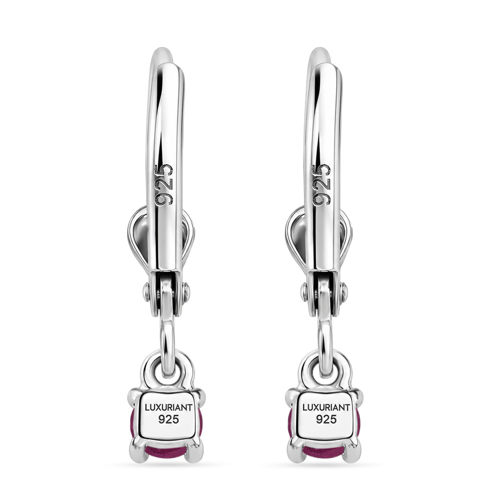 Royal Bali Collection - D'Joy African Ruby Solitaire Stud Earring with Lever Back in Rhodium Overlay Sterling Silver 1.50 Ct._8565053_4